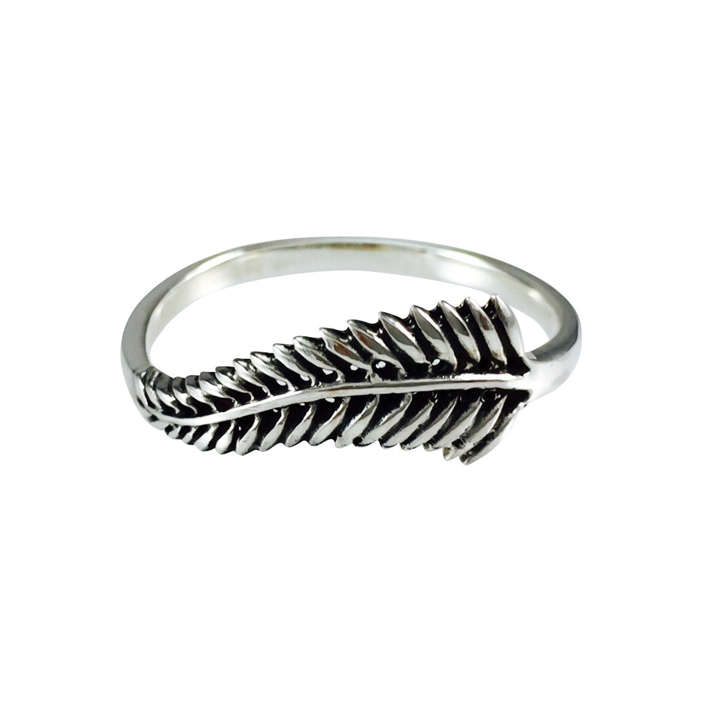 Ring - Single Oxidised Silver Fern
