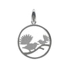 Pendant - 2 Matte Silver Fantails in a Polished Circle