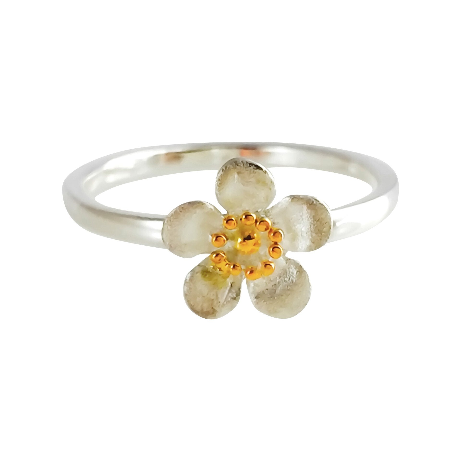 Ring - NZ Manuka Flower with Yellow Gold Plate