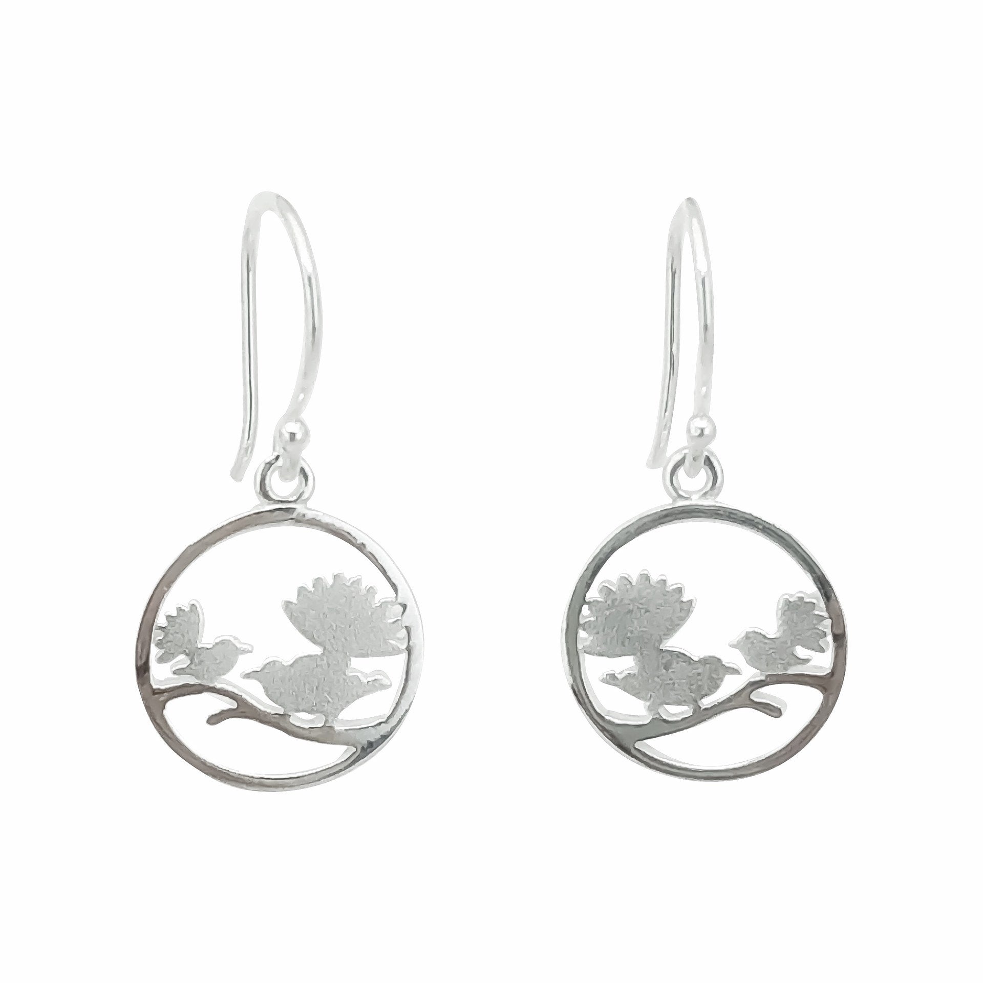 2 Fantails In Circle Polish/Matte Earrings (small)