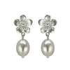 Studs - NZ Manuka Flower (large) with Fresh Water Pearl Drop